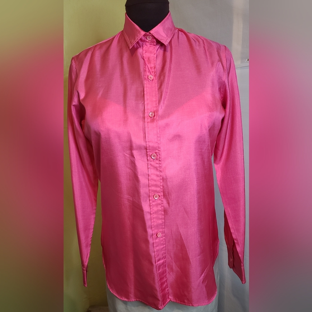 VTG NWOT JH Collectibles Women's Pink Long Sleeve Shirt Dressy Blouse Top Sz 8/9